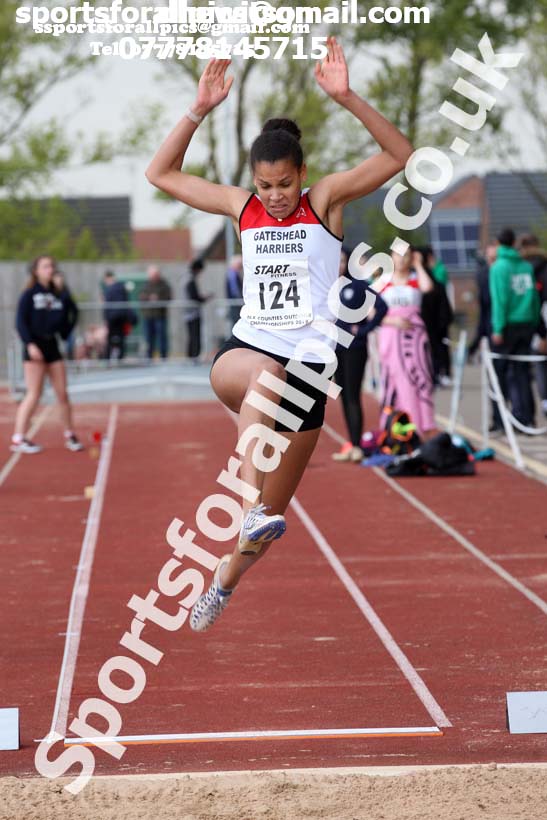 Womens under-20s long jump, 2019 North Eastern Track and Field Champs., Middlesbrough. Photo:  David T. Hewitson/Sports for All Pics